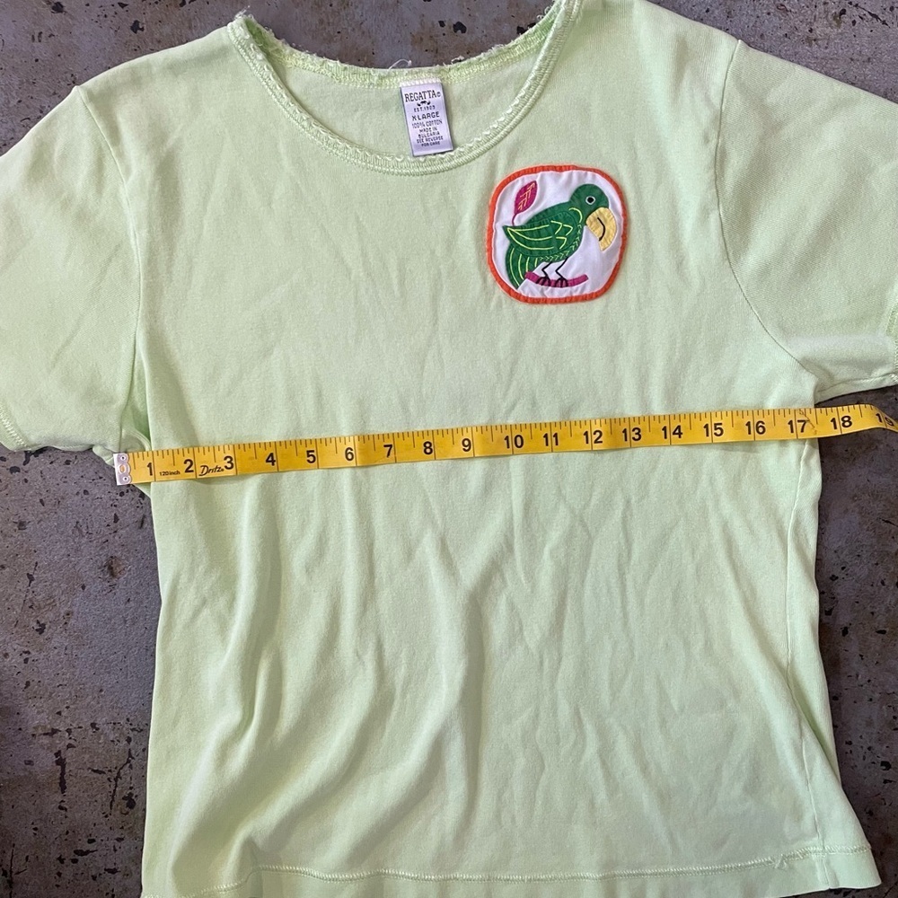 Regatta Lime Green Short Sleeve 100% Cotton Shirt with Parrot Appliqué Size XL - Picture 4 of 6